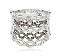 Suzy Levian Sterling Silver Cubic Zirconia Pave Interweaving Ring