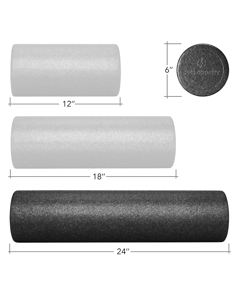 Philosophy Gym 24" High-Density Foam Roller for Exercise, Massage, Muscle Recovery - Round