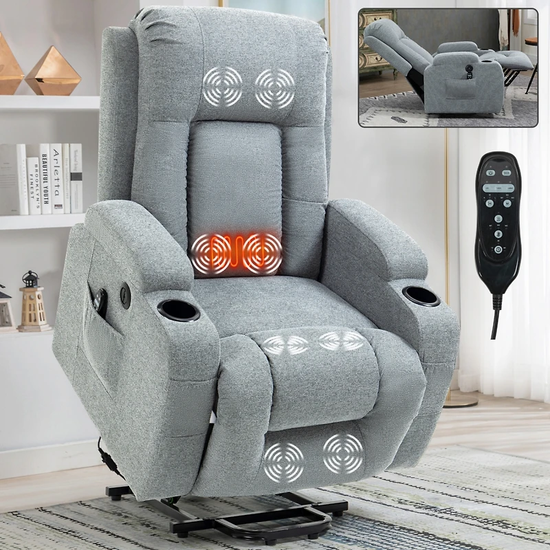 Simplie Fun 350lbs Power Lift Recliner with Massage & Heating