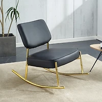 Pu Rocking Chair with Cushioned Seat and Gold Legs