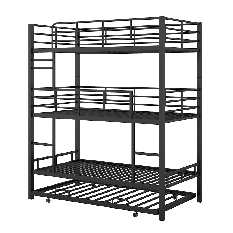 Streamdale Metal Twin Size Triple Bunk Bed With Trundle
