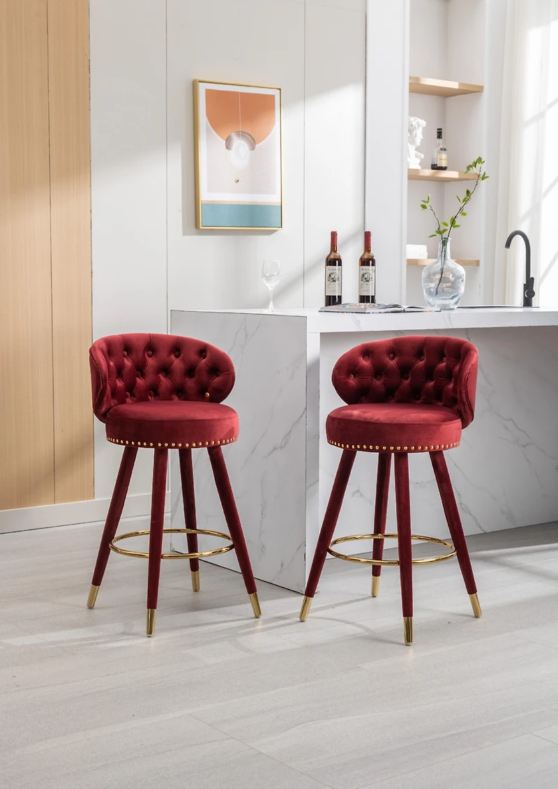 Streamdale Set of 2 Solid Wood Counter Height Bar Stools