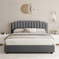Streamdale Lift Up Queen Size Bed Velvet Grey