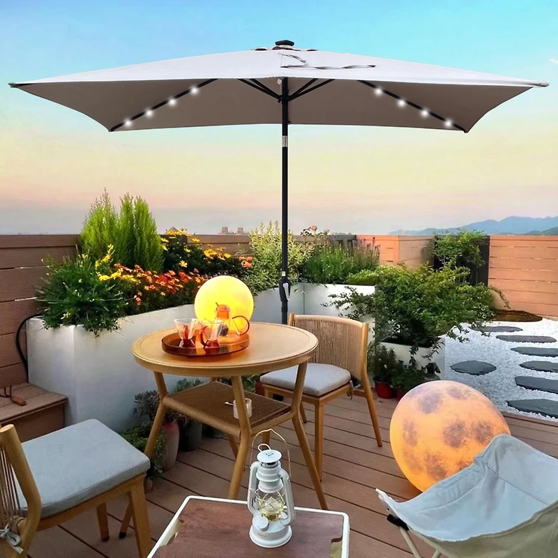 Streamdale Solar Led Patio Umbrella Crank, Tilt, 10x6.5 ft