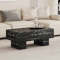 Streamdale Modern Black Coffee Table with Patterns, 43.3"x21.6"x17.2"