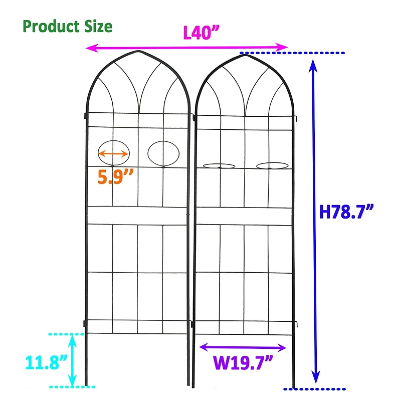 Metal Garden Trellis 78.7" X 19.7" for Climbing Plants