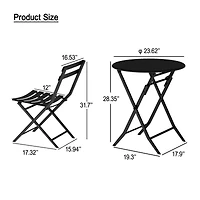 Streamdale 3 Piece Patio Bistro Set Of Foldable Round Table And Chairs