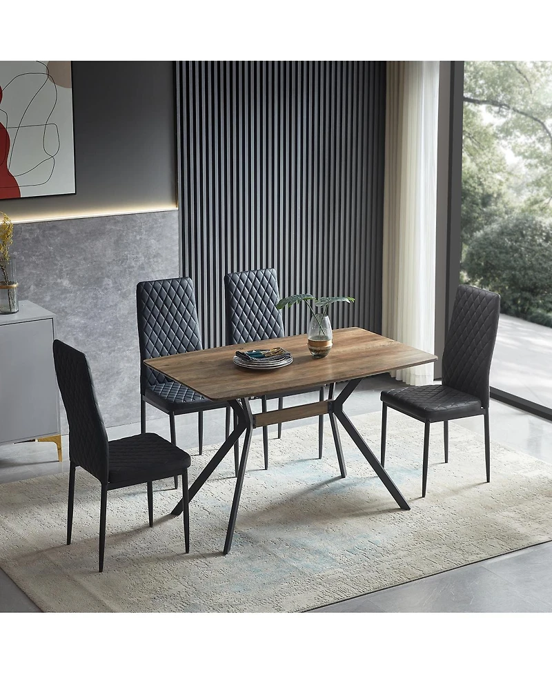 Streamdale Furniture Mdf Dining Table with Black Metal Legs