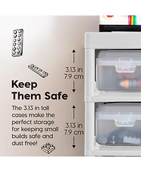 Iris Usa Fits 12" x 12" Paper 3-Tier Scrapbook Storage Unit with Organizer Top for Building Blocks Lego Papers, White/Clear