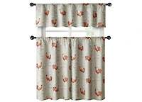 Kate Aurora Country Farmhouse Red Rooster Barn 3 Pc. Kitchen Curtain Tier & Valance Set