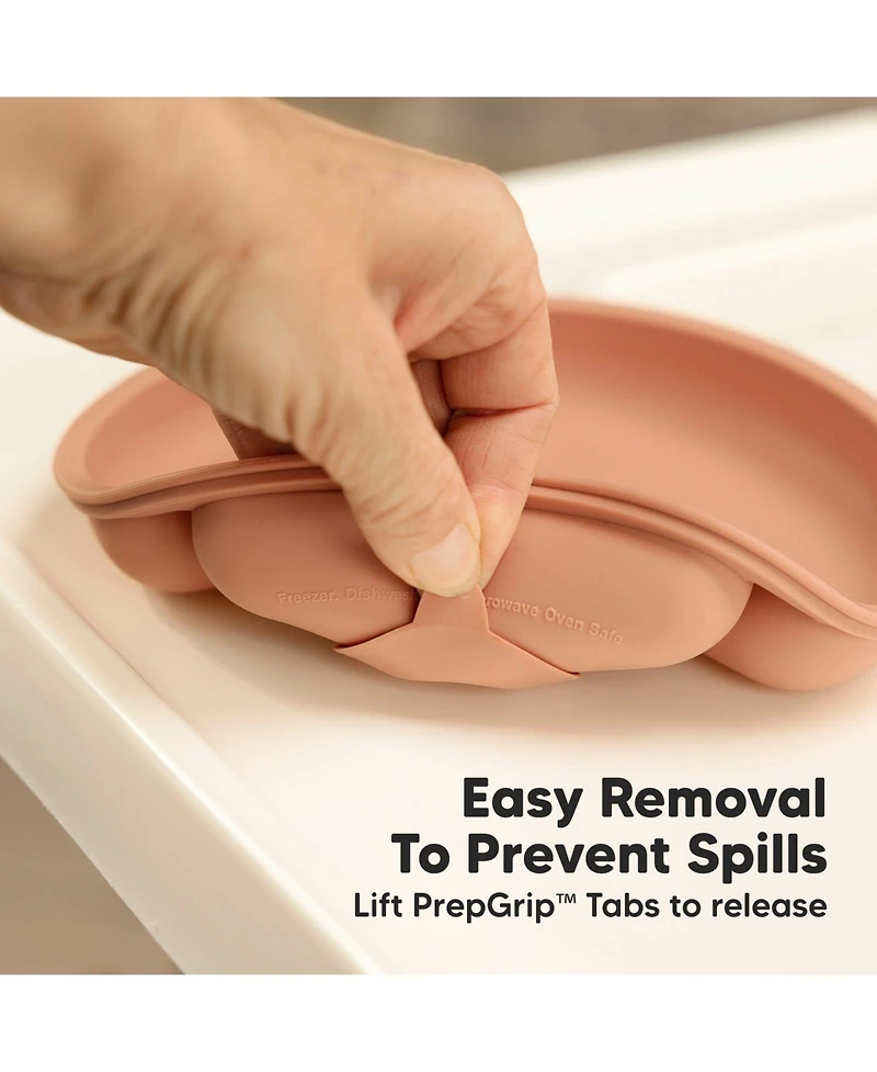 KeaBabies 3-Pack Prep Suction Plates with Lids, 100% Silicone Baby Plates with Lid, Bpa-Free Kids Divided Toddler Plates