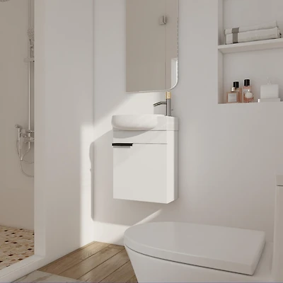 Streamdale Soft Close Doors Bathroom Vanity With Sink, 16 Inch For Small Bathroom
