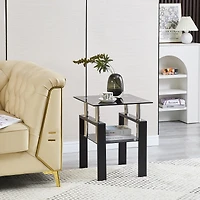 Streamdale 2-Layer Tempered Glass End Table