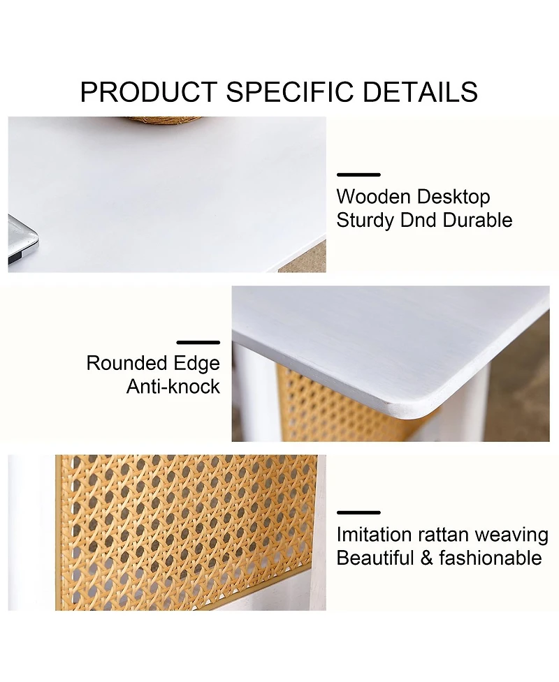 Streamdale Furniture Solid Wood and Rattan Coffee Table Set