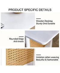 Streamdale Furniture Solid Wood and Rattan Coffee Table Set