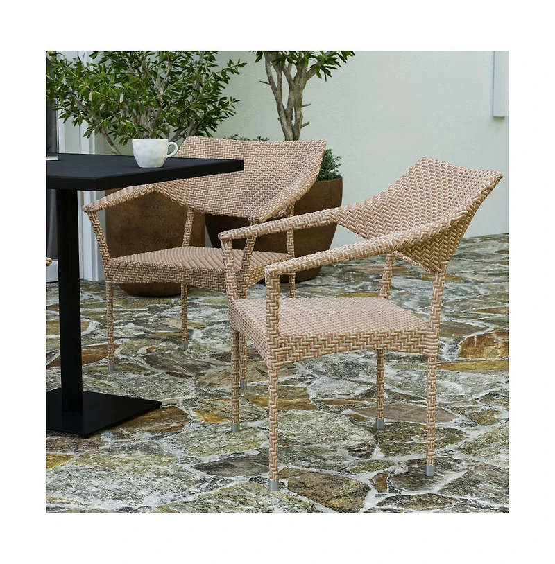 Merrick Lane Cheri Fade And Weather Resistant Modern Pe Rattan Patio Dining Chair With Reinforced Steel Frame