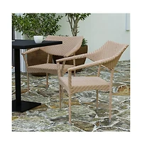 Merrick Lane Cheri Fade And Weather Resistant Modern Pe Rattan Patio Dining Chair With Reinforced Steel Frame