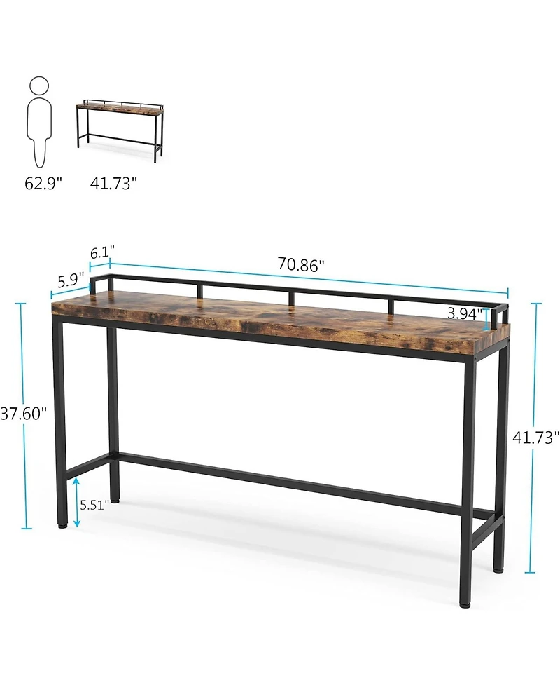 Tribesigns 70.9 inch Extra Long Sofa Table Rustic Industrial Console Behind Couch