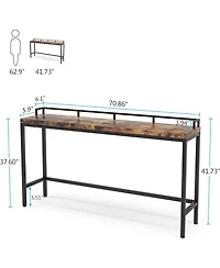 Tribesigns 70.9 inch Extra Long Sofa Table Rustic Industrial Console Behind Couch