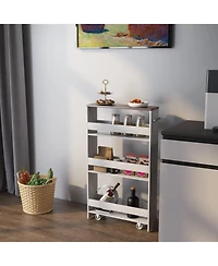 Sugift Rolling Kitchen Slim Storage Cart Mobile Shelving Organizer with Handle