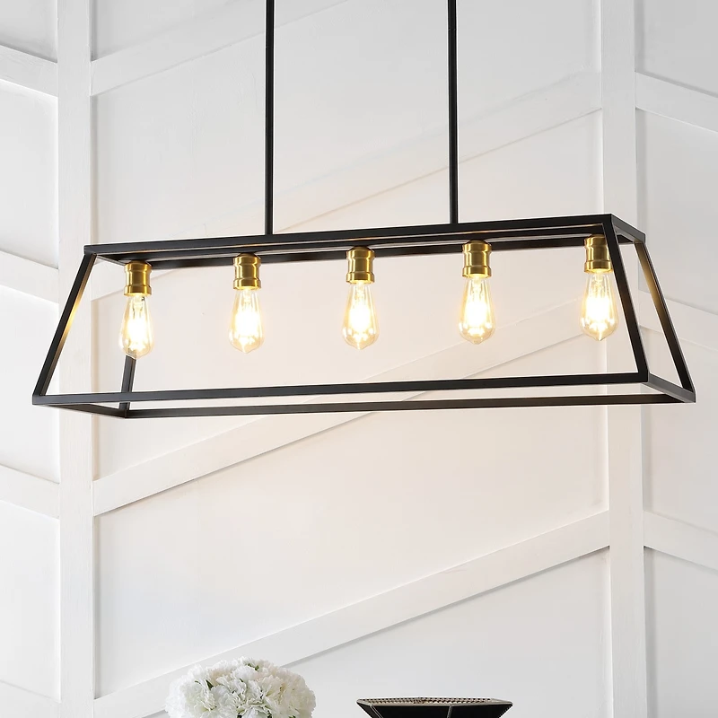 Jonathan Y Floyd Adjustable Iron Farmhouse Vintage-like Led Dimmable Pendant