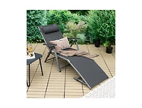 Slickblue Outdoor Aluminum Chaise Lounge Chair with Quick-Drying Fabric