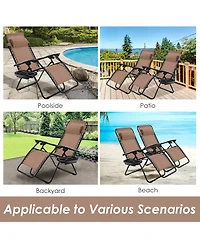 Slickblue Outdoor Folding Zero Gravity Reclining Lounge Chair with Utility Tray