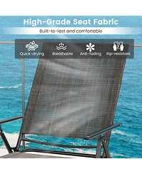 Slickblue 2 Piece Patio Folding Chaise Lounge Chairs Recliner with 6-Level Backrest