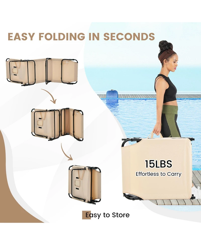 Slickblue Beach Chaise Lounge Chair with Face Hole and Removable Pillow