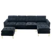 Streamdale Furniture 110" L-Shape Convertible Sectional Sofa with Ottoman