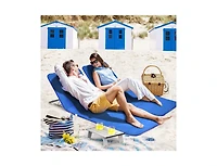 Slickblue 3 Pieces Beach Lounge Chair Mat Set 2 Adjustable Chairs with Table
