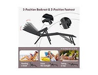 Slickblue Patio Foldable Chaise Lounge Chair with Backrest and Footrest