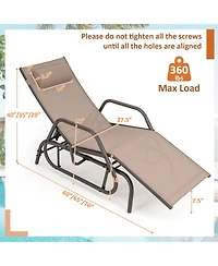 Slickblue Outdoor Chaise Lounge Glider Chair with Armrests and Pillow