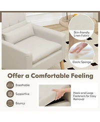 Slickblue Accent Chair with Lumbar Pillow Natural Rubber Wood Legs Padded Cushions