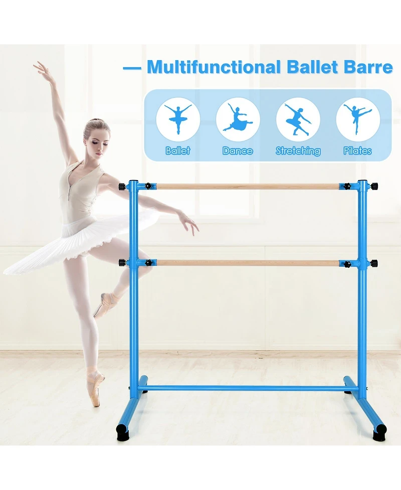 Slickblue 47 Inch Double Ballet Barre with Anti-Slip Footpads