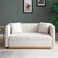 Streamdale Furniture Modern Beige Velvet Sofa Set with Pillows