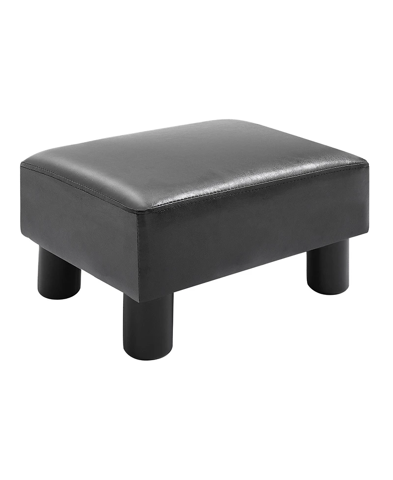 Small Faux Leather Ottoman Footrest, Black