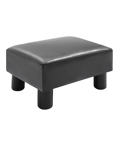 Small Faux Leather Ottoman Footrest, Black