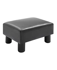 Small Faux Leather Ottoman Footrest, Black