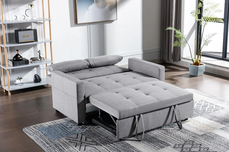 Streamdale Light Grey 3-in-1 Convertible Loveseat with Pocket