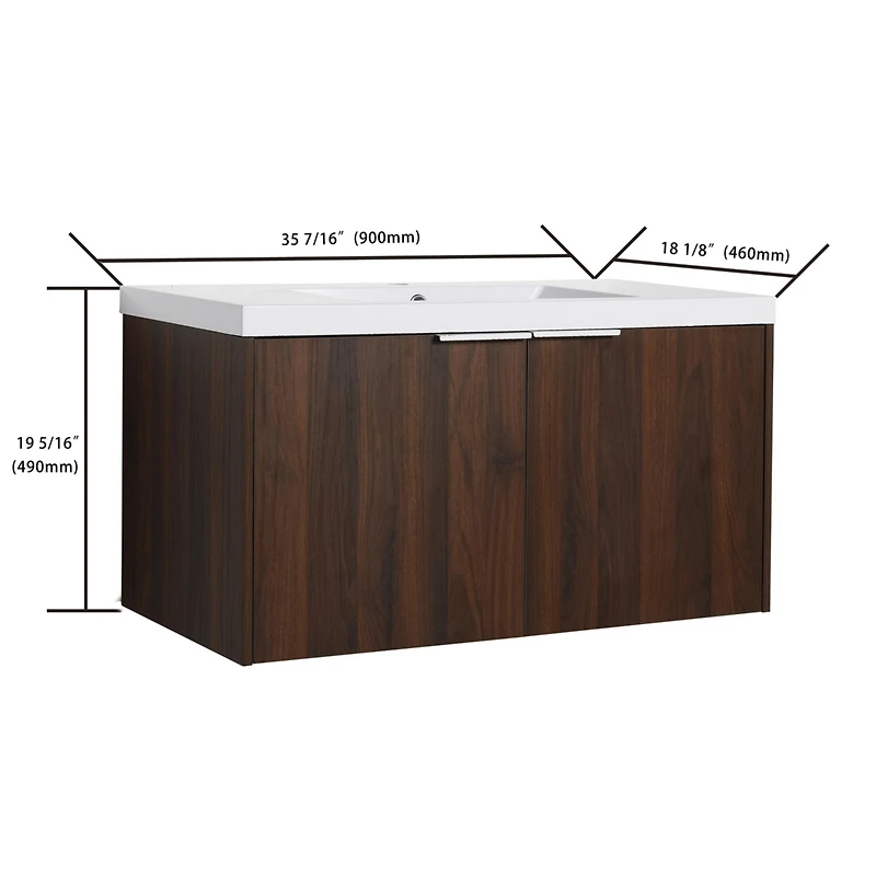 Streamdale 36" Modern Design Floating Bathroom Vanity with Soft Close Doors