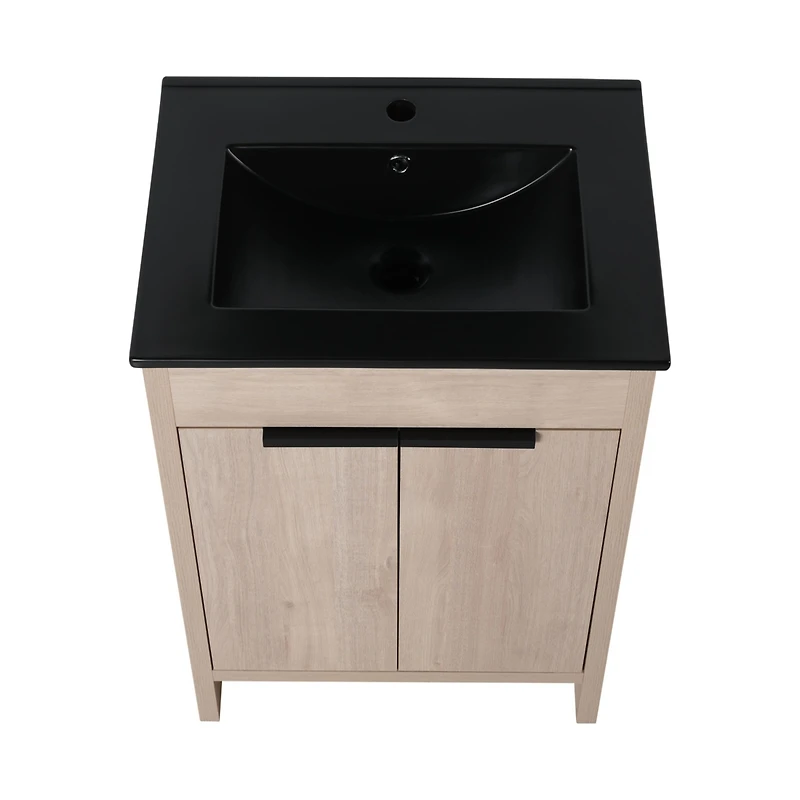 Streamdale 24" Freestanding Vanity with Ceramic Sink & Soft-Close Doors
