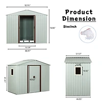 8FT X 4FT Outdoor Metal Storage Shed With Window White