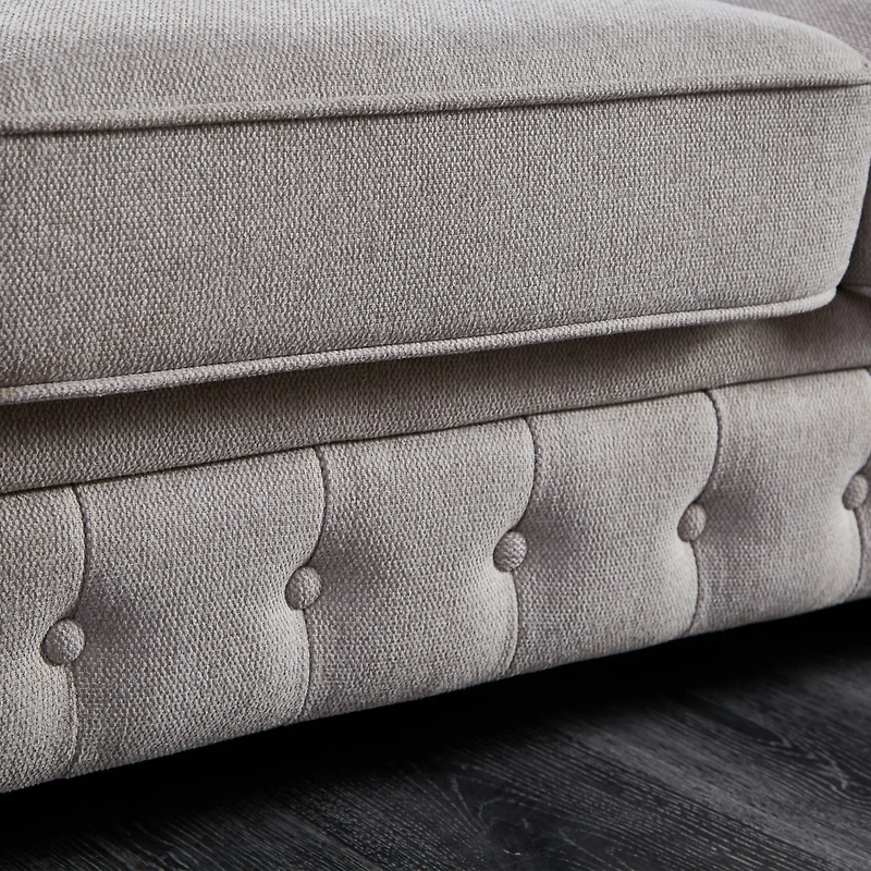 Streamdale Furniture Chesterfield Sofa In Linen Fabric (Light Grey)