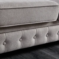 Streamdale Furniture Chesterfield Sofa In Linen Fabric (Light Grey)