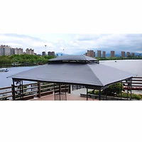 Streamdale 13 X 10FT Patio Double Roof Gazebo Replacement Canopy Top Fabric, Gray