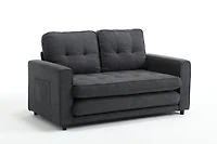 Streamdale Convertible Sofa Bed Set in Gray & Beige Linen Fabric