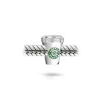Bling Jewelry Latte Lover Travel Mug Drink Coffee Cup Charm Bead Students Sterling Silver Fits European Charm Bracelet