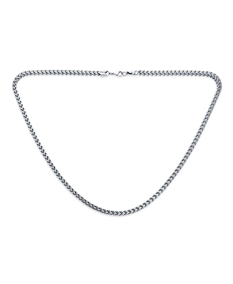 Bling Jewelry Heavy Duty Biker Jewelry Curb Wheat Link Foxtail Solid Chain Necklace Men Stainless Steel 5MM 30 Inch