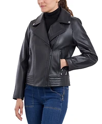 Michael Michael Kors Women's Asymmetric Leather Moto Coat